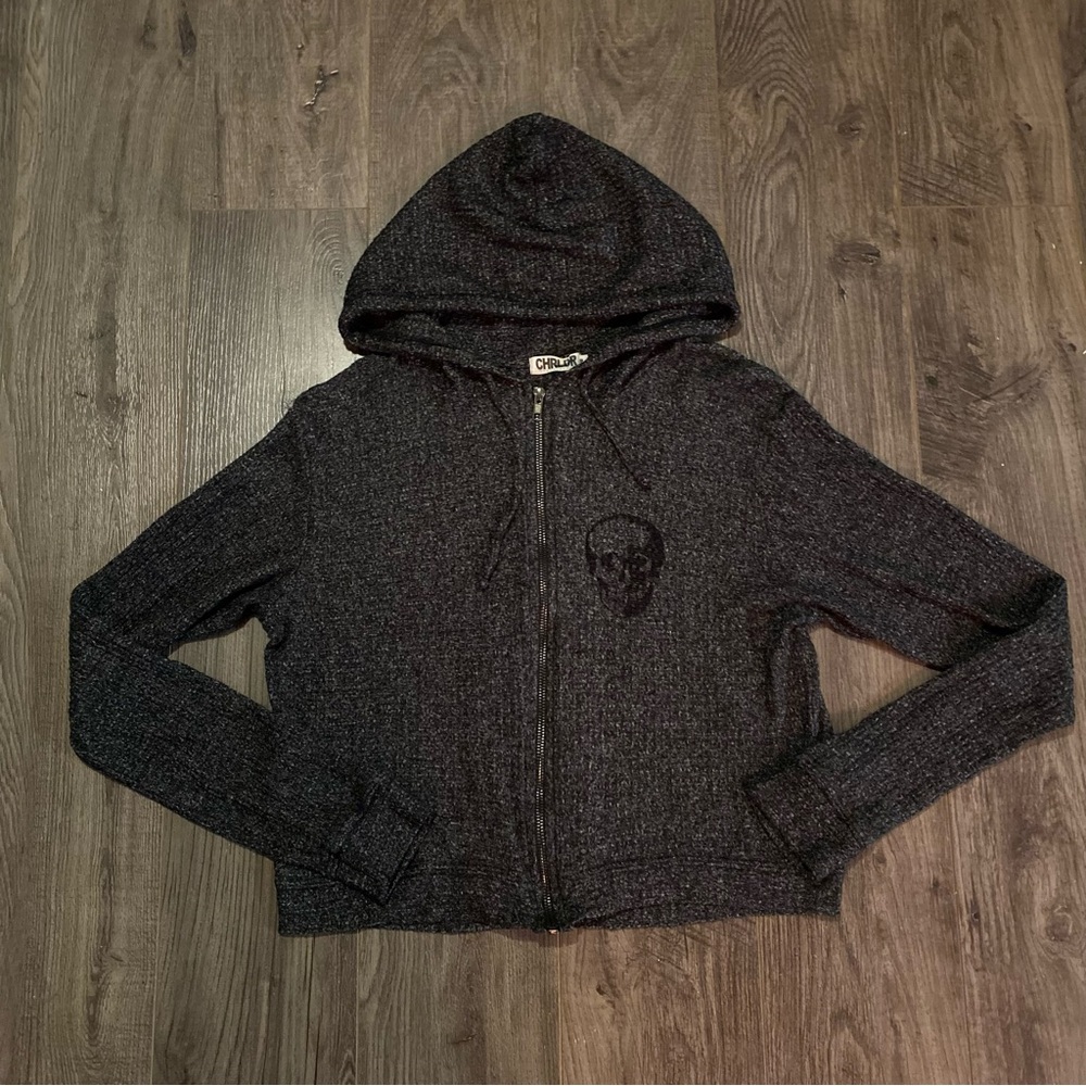 CHRLDR hoodie zip up Cheerleader  skull zip up hoodie soft